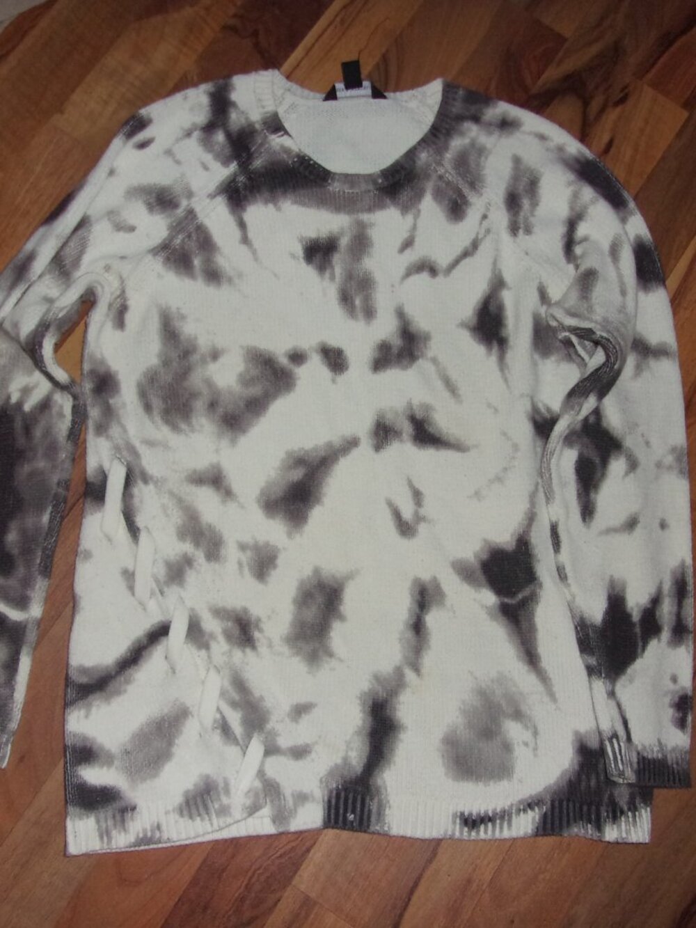 rock & republic size large womens knit sweater casual dress gray white top